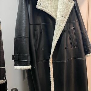 Fashion Nova Black Trench Coat with Cream Lining